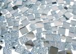 CHICSHIS 2.2 lbs Real Mirror Tiles for DIY Mosaic Crafts, 15mm & 20mm Silver Textured Mosaic Squares with Mixed Shapes and Iridescent Clear Glass Gems – Glass Mosaic Set for Decorative Projects