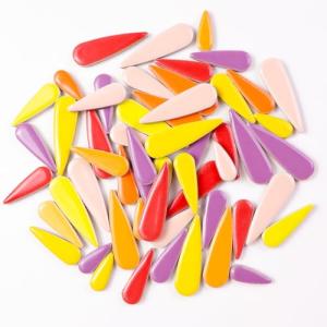 454g Petal Ceramic Mosaic Tiles for Crafts Art, Water Drop Flower Tiles Irregular Ceramic Tiles Bulk, 0.4 inch Square Glazed Porcelain for DIY Mosaic Craft Supplies (WD586)