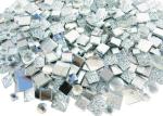 CHICSHIS 2.2 lbs Real Mirror Tiles for DIY Mosaic Crafts, 15mm & 20mm Silver Textured Mosaic Squares with Mixed Shapes and Iridescent Clear Glass Gems – Glass Mosaic Set for Decorative Projects