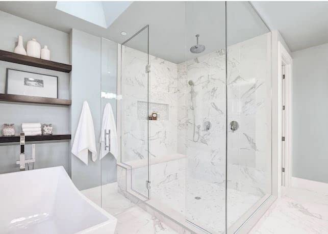 Solid White Engineered Marble Shower Curb Tile