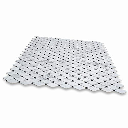 Carrara White Marble Rhomboid Mosaic Shower Tile
