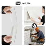 GRITHOME 10pcs Thick Off White Marble Peel and Stick Wall Panels 11.8" x 11.8" Waterproof Backsplash Tile Peel and Stick Wall Tiles for Bathroom,Kitchen,Living Rooms (Not Real Tile)