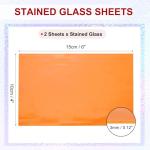 PATIKIL 4 x 6 Inch Transparent Stained Glass Sheets, 2 Sheets Mosaic Glass Variety Pack Tiles for Art Supplies Crafts Projects, Orange-Red