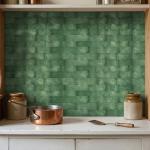OYASIMI 80-Piece Metallic Look Dark Green Thick PVC Peel and Stick Backsplash, 2" x 8" Waterproof Subway Tile Peel and Stick Wall Tiles for Kitchen and Bathroom