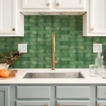OYASIMI 80-Piece Metallic Look Dark Green Thick PVC Peel and Stick Backsplash, 2" x 8" Waterproof Subway Tile Peel and Stick Wall Tiles for Kitchen and Bathroom
