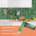 OYASIMI 80-Piece Metallic Look Dark Green Thick PVC Peel and Stick Backsplash, 2" x 8" Waterproof Subway Tile Peel and Stick Wall Tiles for Kitchen and Bathroom