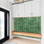 OYASIMI 80-Piece Metallic Look Dark Green Thick PVC Peel and Stick Backsplash, 2" x 8" Waterproof Subway Tile Peel and Stick Wall Tiles for Kitchen and Bathroom