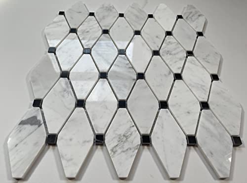 Carrara White Marble Rhomboid Mosaic Shower Tile