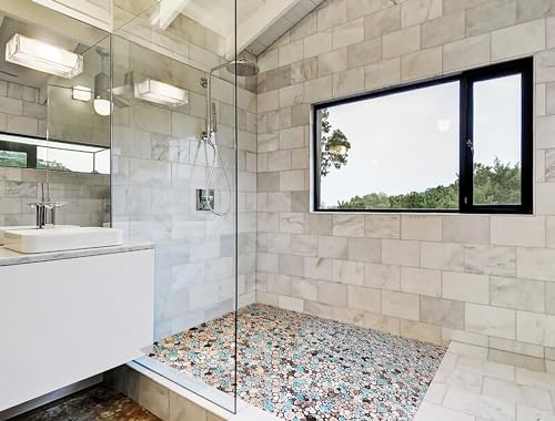 Blujellyfish Pebble Porcelain Shower Floor Tile