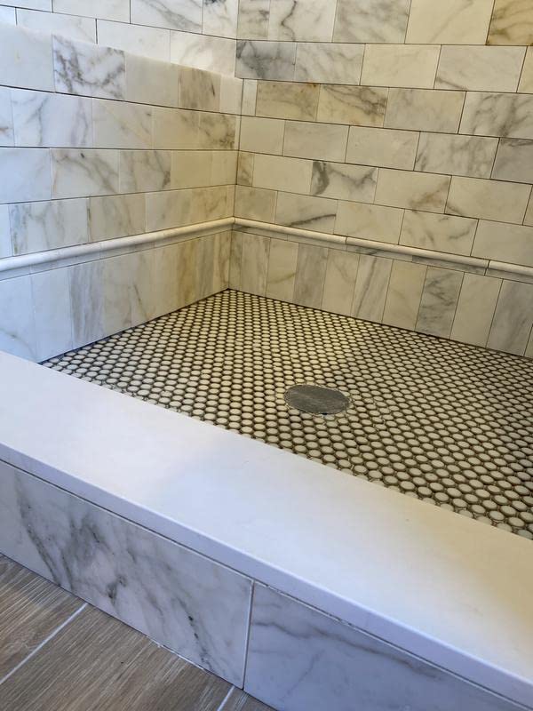 Solid White Engineered Marble Shower Curb Tile