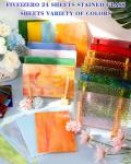 Rainbow Stained Glass Sheets for Crafts - 24 Pack