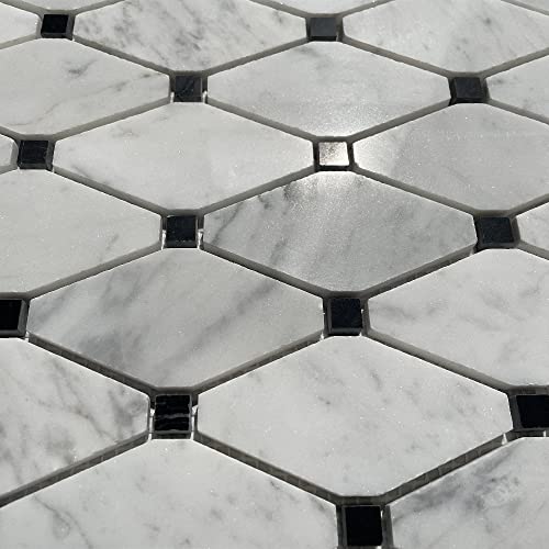 Carrara White Marble Rhomboid Mosaic Shower Tile