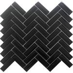 Black Herringbone Polished Porcelain Mosaic Tile