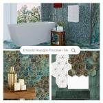 Green Emerald Hexagon Porcelain Mosaic Shower Tile