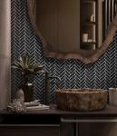 Black Herringbone Polished Porcelain Mosaic Tile