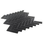 Black Herringbone Polished Porcelain Mosaic Tile