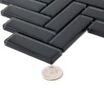 Black Herringbone Polished Porcelain Mosaic Tile