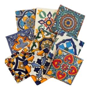 Mexican Talavera Ceramic Tile Sampler - 9 Designs
