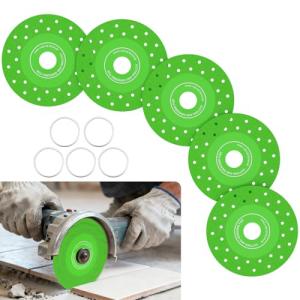 BURMONG 5PCS 4.5"(115 * 22.23mm) Glass Cutting Disc for Angle Grinder, Rock Slab Grinding Disc Diamond Cutter Saw Blade, Ultra-Thin Cutting Grinding for Marble Granite Porcelain Tile Glass