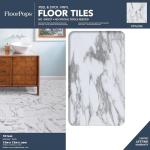 FloorPops Opaline Peel and Stick Floor Tiles, White Marble Look Removable Vinyl Flooring, Self Adhesive Floor Tiles for Kitchen Bathroom Entryway
