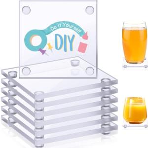 Suttmin Set of 12 Clear DIY Glass Drink Coaster 3.5 Inch Crystal Coasters Decorative Glass Plates for Wedding Dining Table Picture Frame Painting DIY Crafts Home Decoration and Parties(Square)