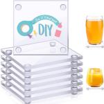 Suttmin Set of 12 Clear DIY Glass Drink Coaster 3.5 Inch Crystal Coasters Decorative Glass Plates for Wedding Dining Table Picture Frame Painting DIY Crafts Home Decoration and Parties(Square)