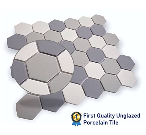 Matte Grey Honeycomb 2x2 Porcelain Mosaic Tile