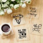 Suttmin Set of 12 Clear DIY Glass Drink Coaster 3.5 Inch Crystal Coasters Decorative Glass Plates for Wedding Dining Table Picture Frame Painting DIY Crafts Home Decoration and Parties(Square)