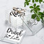 Suttmin Set of 12 Clear DIY Glass Drink Coaster 3.5 Inch Crystal Coasters Decorative Glass Plates for Wedding Dining Table Picture Frame Painting DIY Crafts Home Decoration and Parties(Square)