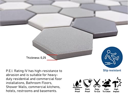 Matte Grey Honeycomb 2x2 Porcelain Mosaic Tile