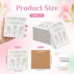30 Set Mother's Day Crafts Bulk I Love You Mom DIY Ceramic Tiles, 4x4 Make Your Own Mother's Flower Coasters with Backing Pads for Painting, Unglazed Ceramic Crafts for School Classroom Activities