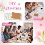 30 Set Mother's Day Crafts Bulk I Love You Mom DIY Ceramic Tiles, 4x4 Make Your Own Mother's Flower Coasters with Backing Pads for Painting, Unglazed Ceramic Crafts for School Classroom Activities