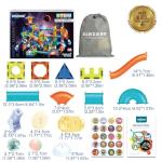 BINZKBB Light Magnetic Tiles Building Blocks for Kids,3D Clear Educational STEM Building Toys,Magnetic Marble Run Blocks Toys for Kids Ages 3 4 5 6 7 8 10+Year Old Boys Girls Creative Gift(110 PCS)