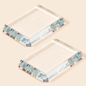 Seajan 2 Pcs Glass Paperweight Office Clear Glass Tiles Paperweight Decorative Block for Home Decor Crafts Projects Ornaments Book Daily Office Gifts(Rectangular)