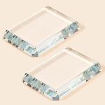 Seajan 2 Pcs Glass Paperweight Office Clear Glass Tiles Paperweight Decorative Block for Home Decor Crafts Projects Ornaments Book Daily Office Gifts(Rectangular)