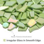 Youway Style Iridescent Glass Mosaic Tiles for Crafts Bulk,200g Green Broken Mosaic Glass Pieces for Garden Crafts Kits,DIY Mosaic Art Decor