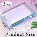 Seajan 2 Pcs Glass Paperweight Office Clear Glass Tiles Paperweight Decorative Block for Home Decor Crafts Projects Ornaments Book Daily Office Gifts(Rectangular)