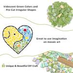 Youway Style Iridescent Glass Mosaic Tiles for Crafts Bulk,200g Green Broken Mosaic Glass Pieces for Garden Crafts Kits,DIY Mosaic Art Decor