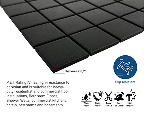 Vintage Charcoal 2x2 Inch Unglazed Porcelain Tile