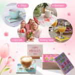 20 Set Mother's Day Crafts Bulk I Love You Mom DIY Ceramic Tiles, 4x4 Make Your Own Mother's Flower Coasters with Backing Pads for Painting, Unglazed Ceramic Crafts for School Classroom Activities
