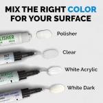 Quartz Countertop Repair Kit DIY (3 Colors + Polisher) - Made by Engineers I Also for Granite, Acrylic, Fiberglass, Porcelain, Tile & Ceramic Surfaces I Easy Process & Quick Results