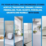 Quartz Countertop Repair Kit DIY (3 Colors + Polisher) - Made by Engineers I Also for Granite, Acrylic, Fiberglass, Porcelain, Tile & Ceramic Surfaces I Easy Process & Quick Results