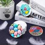 Frienda Ceramic Tile for Crafts Coasters Glossy Glazed Blanks White Coasters Painting Sublimation Round Ceramic Tiles for DIY Arts Craft Project Christmas Xmas Gifts(18 Pieces)