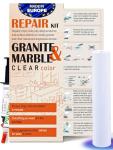 Granite Countertop Repair Kit (Clear Color + Polisher) - Made by Engineers I Also for Marble, Quartz, Acrylic, Fiberglass, Porcelain, Tile & Ceramic Surfaces I Easy Process & Quick Results