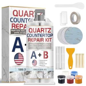 Quartz Countertop Repair Kit, Marble Repair Kit, Strong Bond, Seamless Finish for Granite Repair, Ideal for Mable, Porcelain, Tile, Sink Crack, Chip Scratch, Hole, 100g