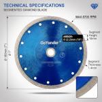 GoYonder Tile Blade 7 Inch, Super Thin Diamond Saw Blade for Cutting Porcelain Tiles, Granite Marble Ceramics (7"-Blue)