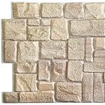 Dundee Deco PG7005-10 Beige Faux Limestone PVC 3D Wall Panel, 3.3 ft X 1.7 ft (98 cm X 50cm), Interior Design Wall Paneling Decor, 5.61 sq. ft. (0.49sq. m) Each, Pack of 10