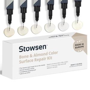 Bone & Almond Color Surface Repair Kit - Fix Chips & Defects in Minutes | Repair Tiles Bathroom Fixtures and Countertops with Ease | for Porcelain Ceramic Fiberglass Corian and Enameled Surfaces