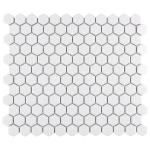 Merola Tile Metro 1" Hex Glossy White 10-1/4" x 11-7/8" Porcelain Floor and Wall Tile