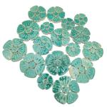 1.1 LB Random Flower Ceramic Mosaic Tiles for DIY Crafts,3 Size Flowers Mosaic Pieces for Artwork,Photo Frames,Cups,Flower Pots,Fish Tank,Vases,Make Stepping Stones (Cracked Ice Green)